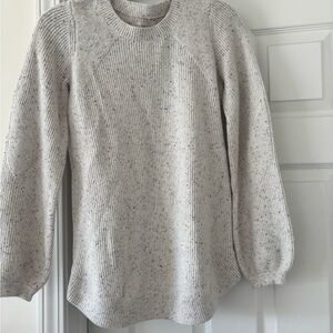 LOFT Speckled Cream Crew Neck Sweater